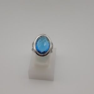 David Yurman Oval Ring with Blue Topaz